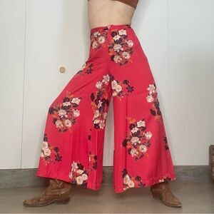 Free People Red Floral Flare Pant